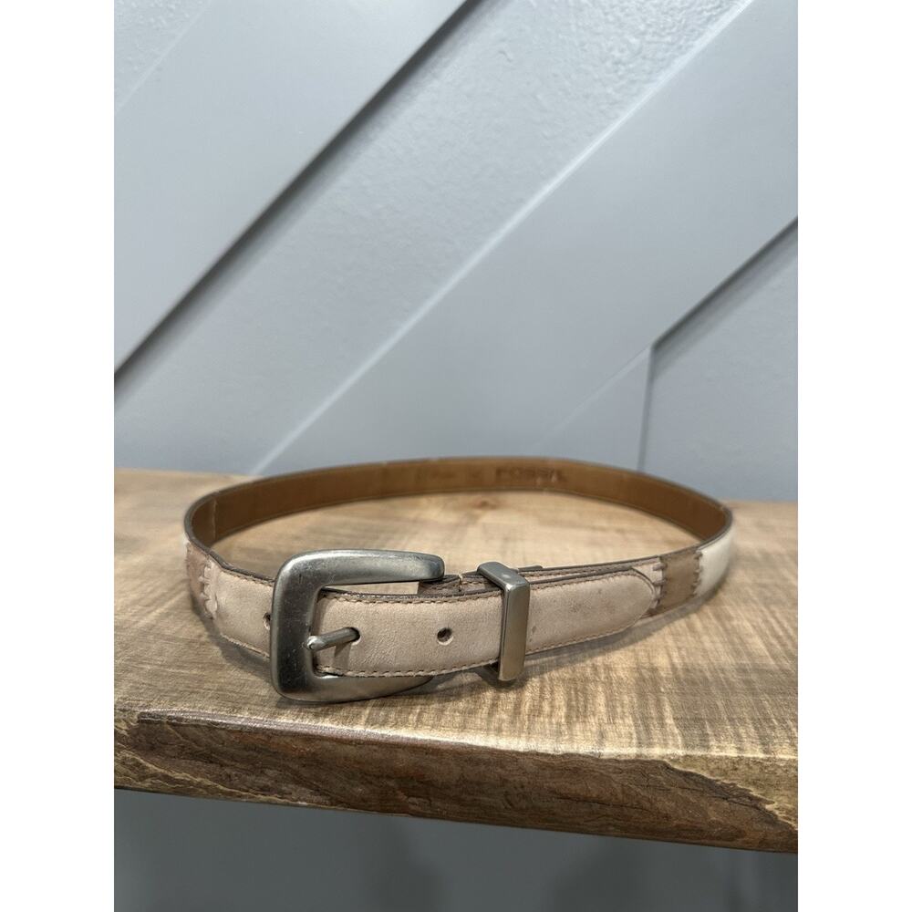 FOSSIL Brown Patchwork Genuine Leather Belt Women's M Southwestern Brown 35"‎